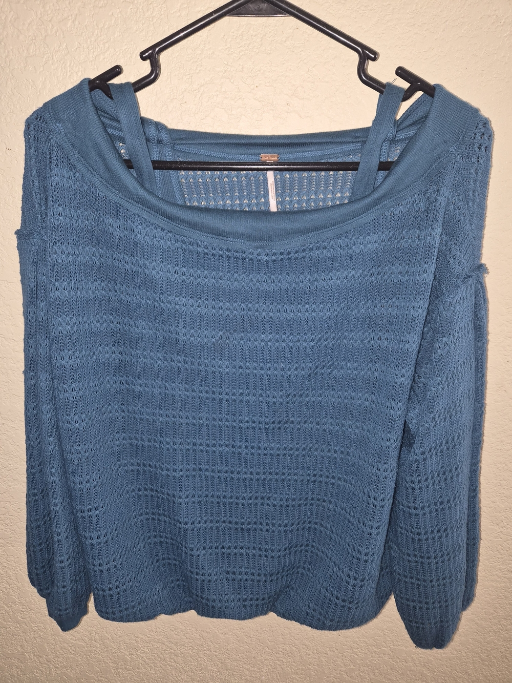 Women’s Open-Knit Teal Sweater
